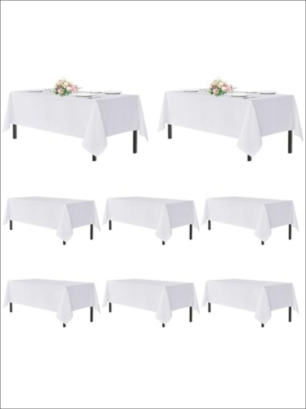 Polyester Tablecloths 8 Pack Rectangle 54x108 Inch for 6 Foot Tables